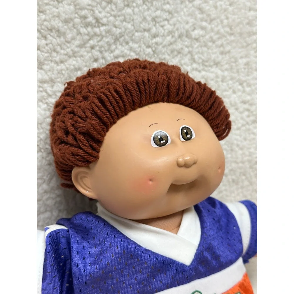 Cabbage Patch Kids Doll Brown Hair Purple Orange Jersey Xavier Roberts 15